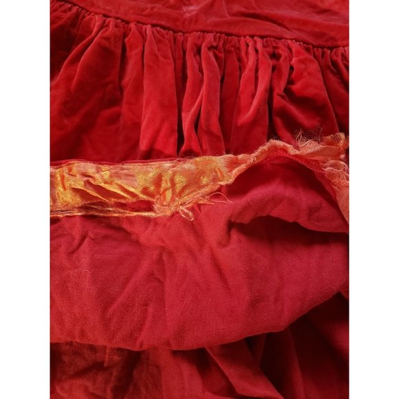 60s/70s Girls Red Velvet Dress - Picture 3 of 4